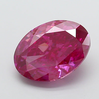 5.02 carat fancy vivid pink oval lab grown diamond VS1 clarity
