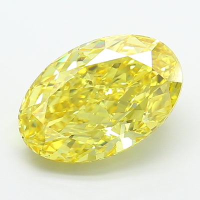 6.01 carat fancy vivid yellow oval lab grown diamond VS1 clarity