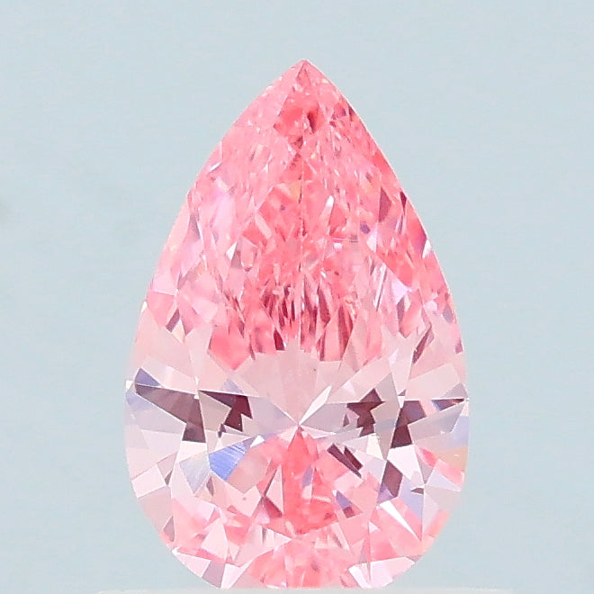 0.59 carat fancy vivid pink pear lab grown diamond VS1 clarity
