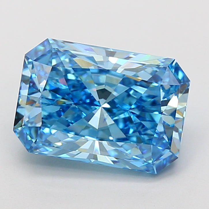 7.01 carat fancy vivid blue radiant lab grown diamond VS1 clarity