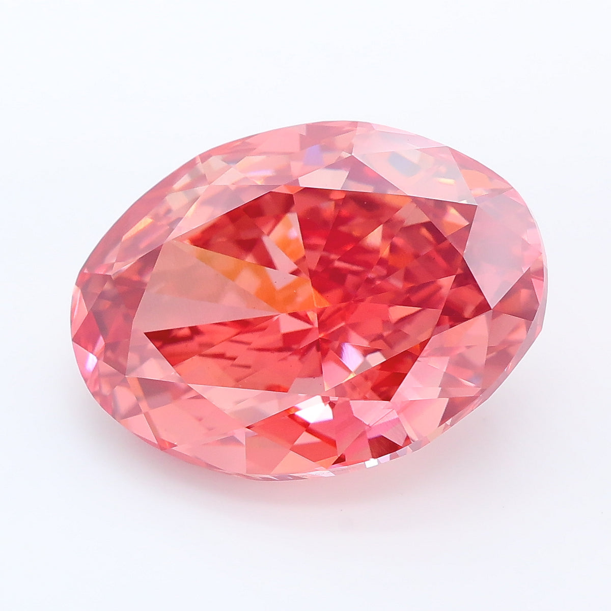 10.09 carat fancy vivid pink oval lab grown diamond VS1 clarity