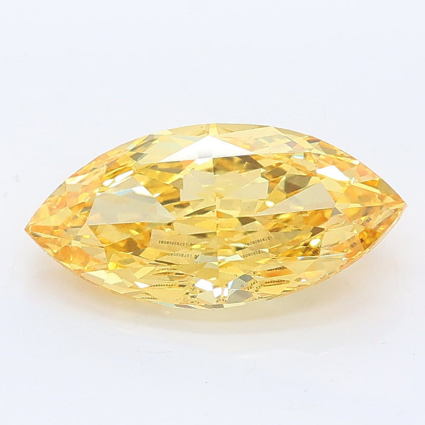 2.13 carat fancy vivid yellow marquise lab grown diamond VS1 clarity