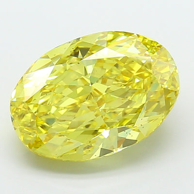 8.03 carat fancy vivid yellow oval lab grown diamond VS1 clarity