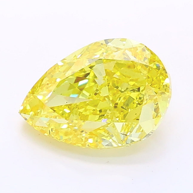 1.50 carat fancy vivid yellow pear lab grown diamond VS2 clarity