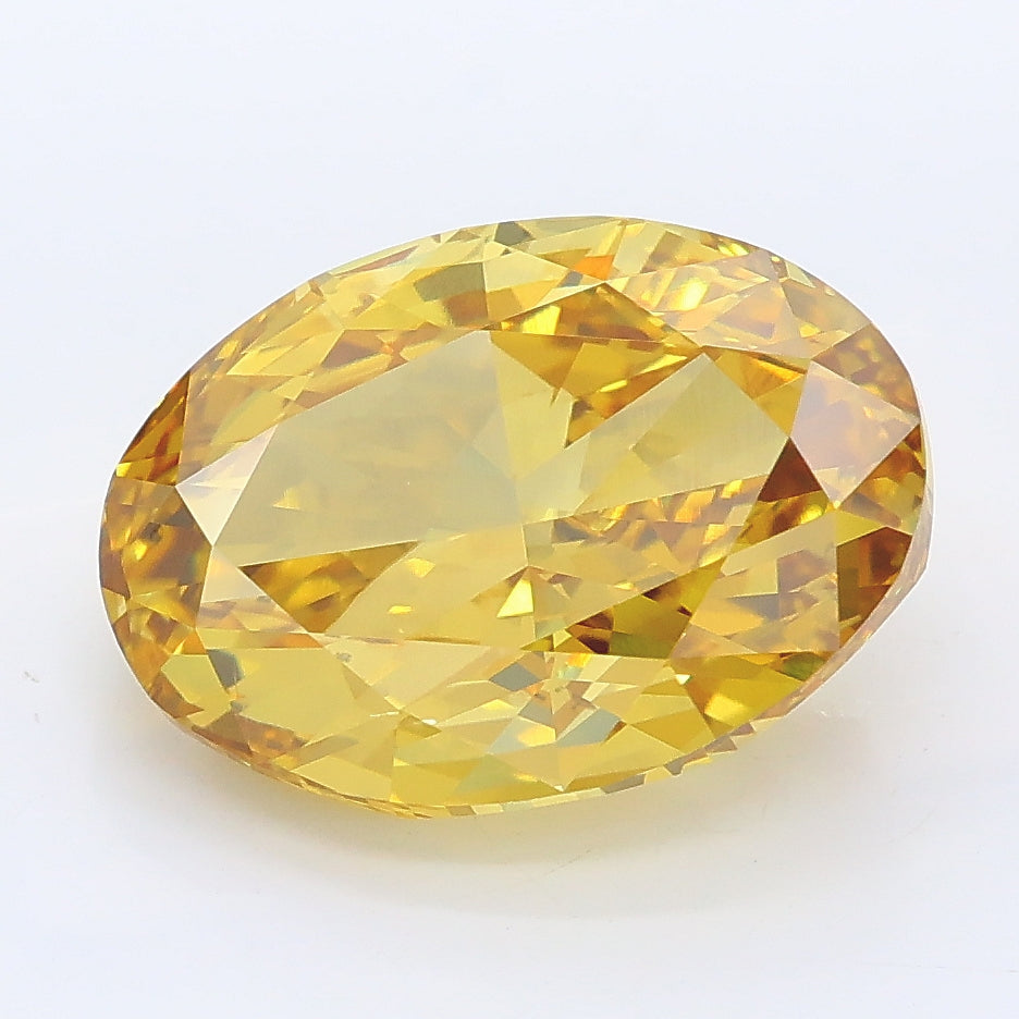 5.04 carat fancy intense yellow oval lab grown diamond VS1 clarity