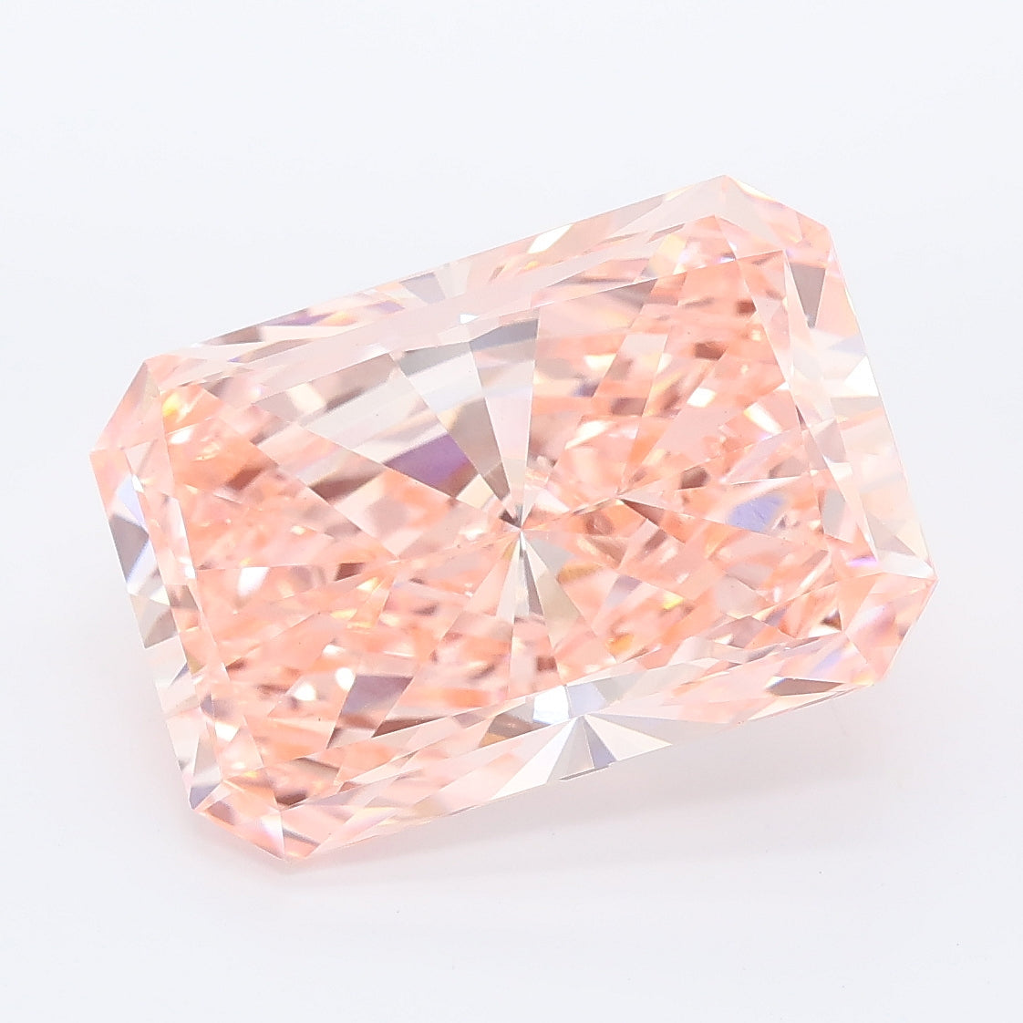 7.01 carat fancy vivid pink radiant lab grown diamond VS1 clarity