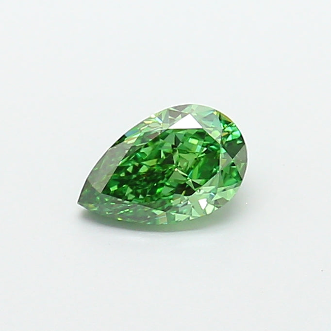 1.05 carat fancy vivid green pear lab grown diamond VVS2 clarity