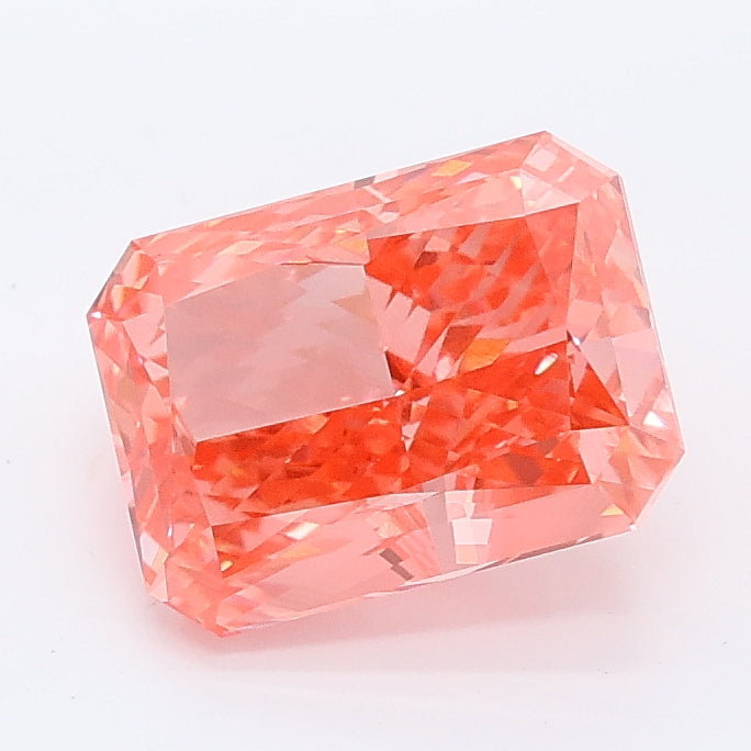 2.08 carat fancy pink radiant lab grown diamond VS1 clarity