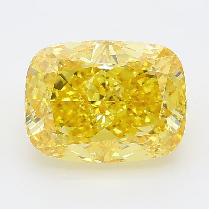 2.54 carat fancy vivid yellow cushion lab grown diamond VS1 clarity
