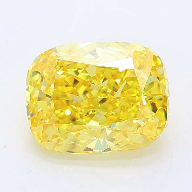 1.52 carat fancy vivid yellow cushion lab grown diamond VVS2 clarity