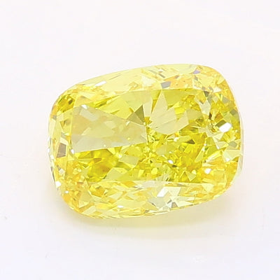 1.02 carat fancy vivid yellow cushion lab grown diamond VS2 clarity
