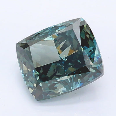 2.03 carat fancy deep green blue cushion lab grown diamond VVS2 clarity