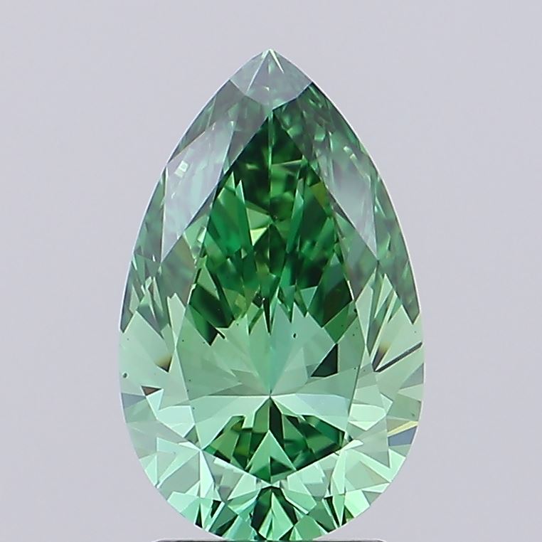 2.42 carat fancy vivid green pear lab grown diamond VS1 clarity