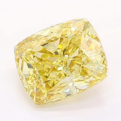 2.01 carat fancy intense yellow cushion lab grown diamond VVS2 clarity
