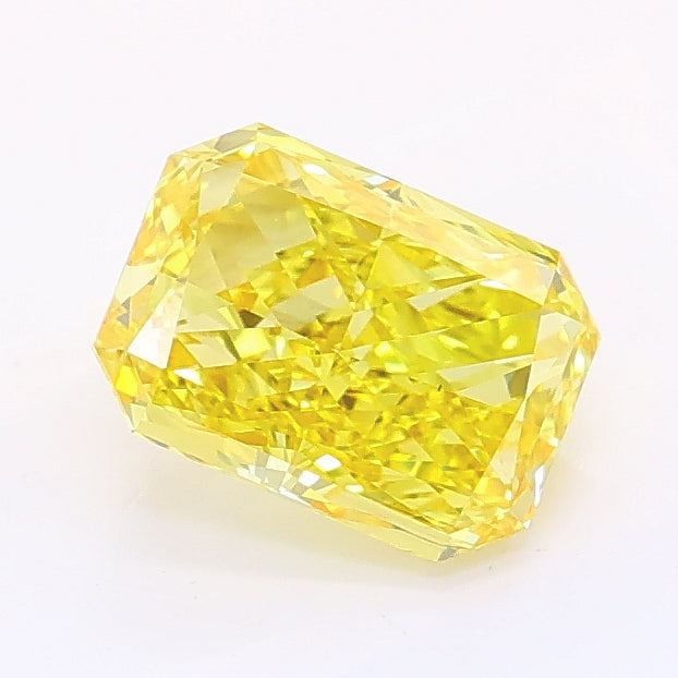 1.09 carat fancy vivid yellow radiant lab grown diamond VS2 clarity