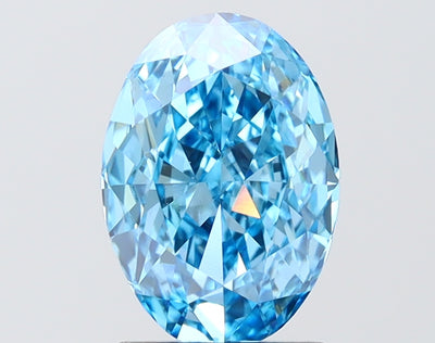 2.10 carat fancy vivid blue oval lab grown diamond VS1 clarity