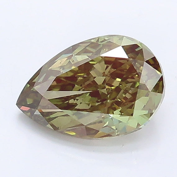 1.09 carat fancy vivid green pear lab grown diamond VS2 clarity