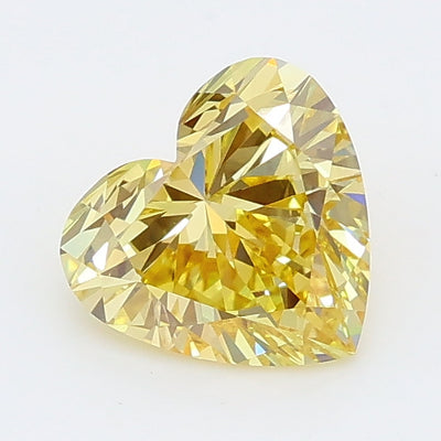 1.08 carat fancy intense yellow heart lab grown diamond VVS2 clarity
