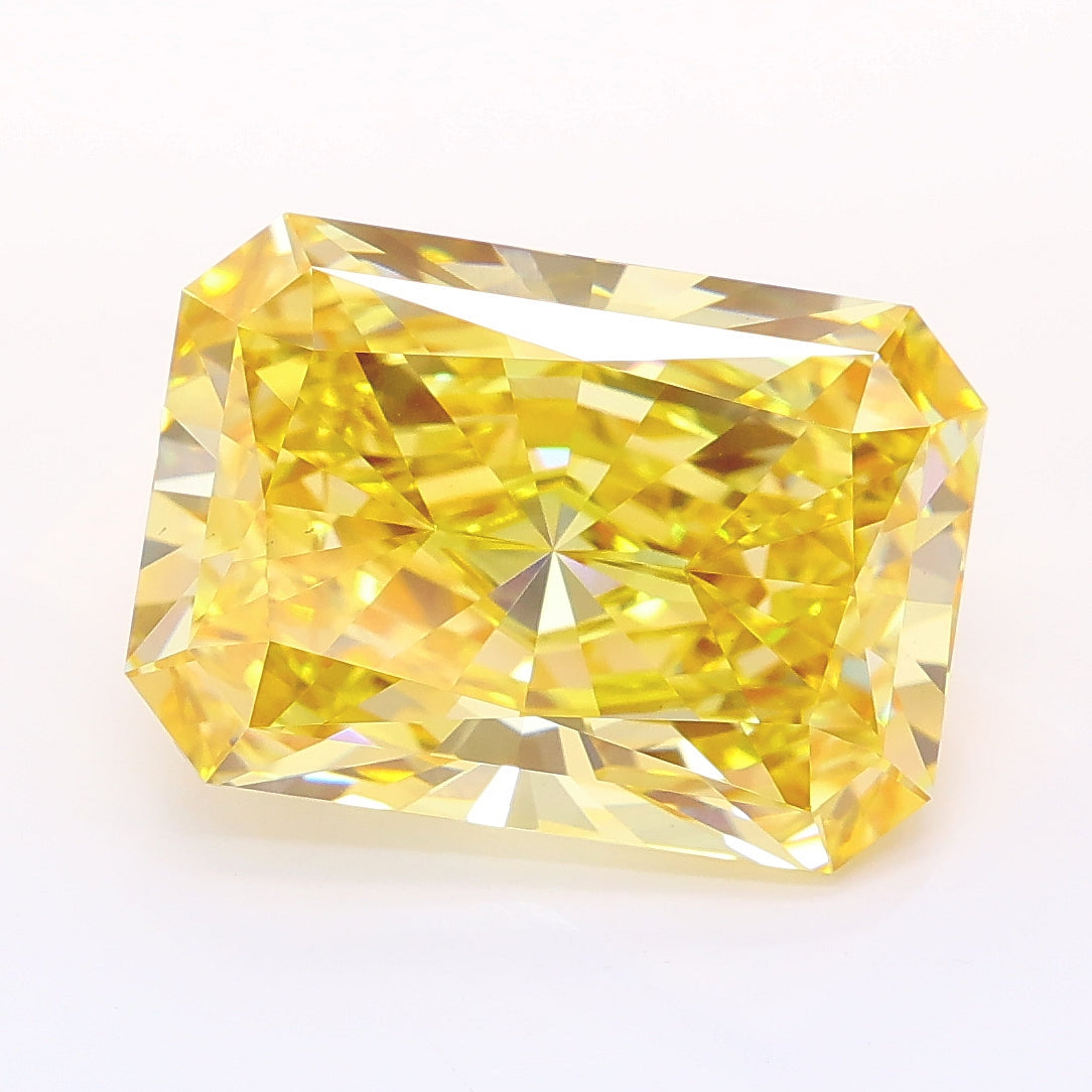 6.21 carat fancy intense yellow radiant lab grown diamond VS1 clarity