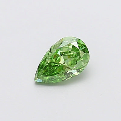 0.57 carat fancy vivid green pear lab grown diamond VVS2 clarity