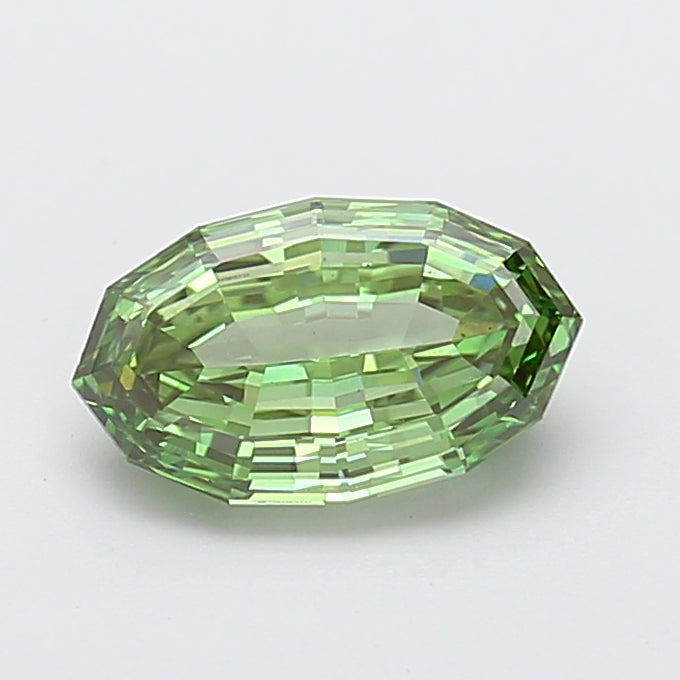 2.08 carat fancy vivid green oval lab grown diamond VS2 clarity