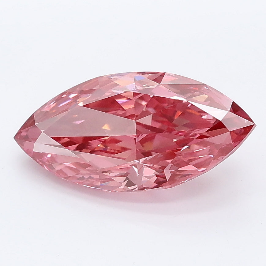 2.55 carat fancy vivid pink marquise lab grown diamond VVS2 clarity