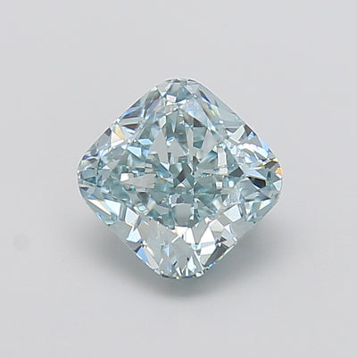 2.56 carat fancy intense greenish blue cushion lab grown diamond VVS2 clarity