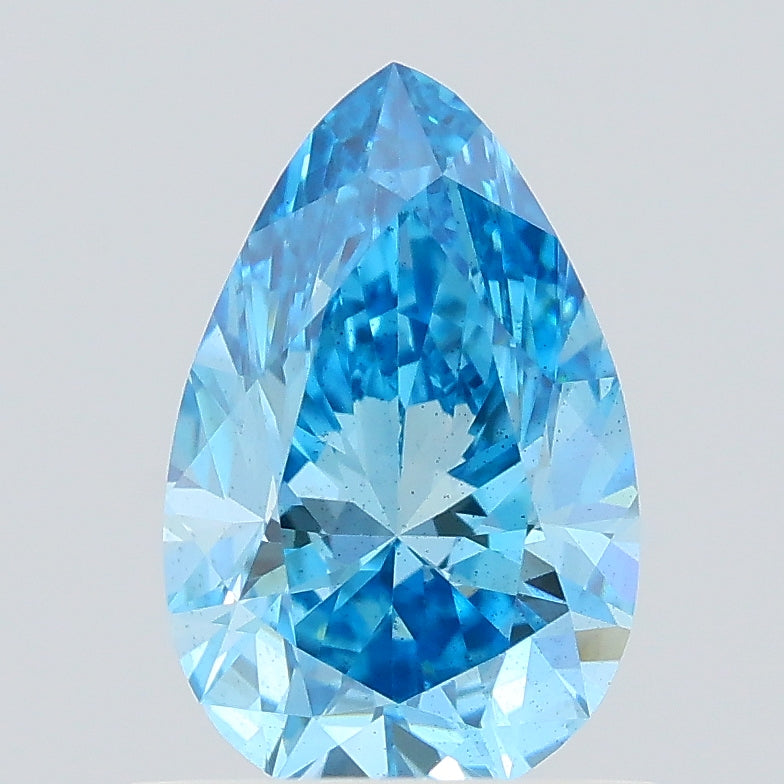 0.84 carat fancy vivid blue pear lab grown diamond SI1 clarity