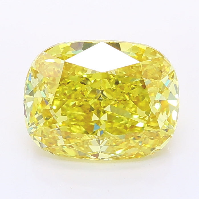 2.51 carat fancy vivid yellow cushion lab grown diamond VS1 clarity
