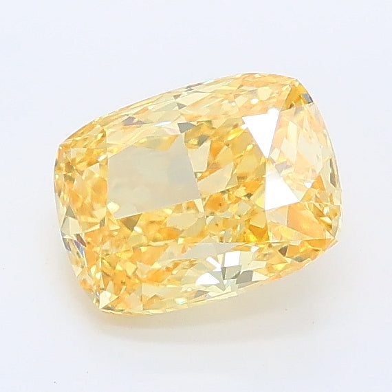 1.08 carat fancy intense yellow cushion lab grown diamond VVS2 clarity