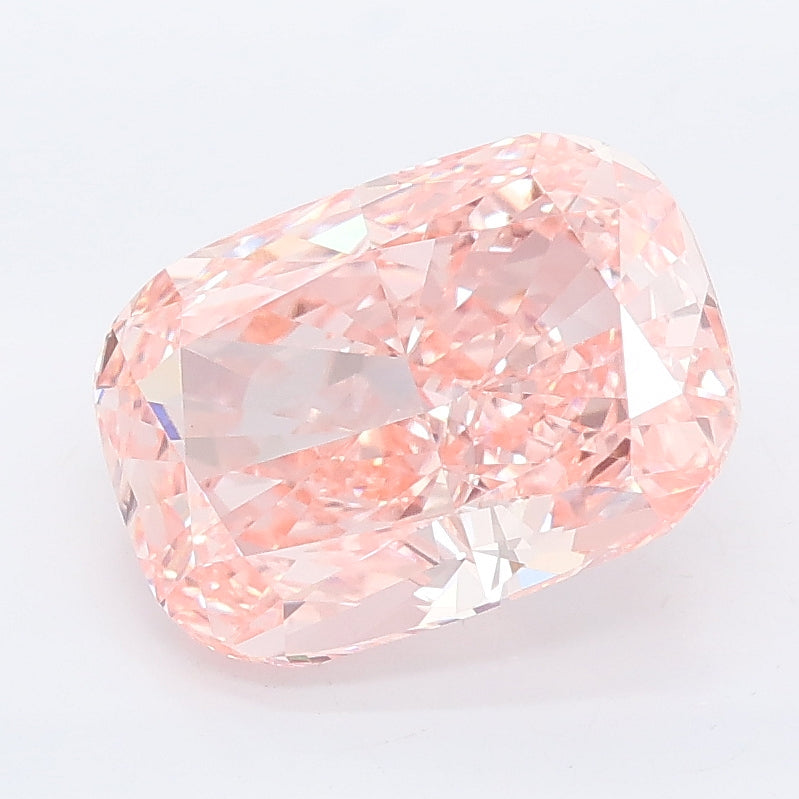 3.06 carat fancy vivid pink cushion lab grown diamond VS1 clarity