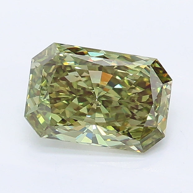 1.01 carat fancy vivid green radiant lab grown diamond VS2 clarity