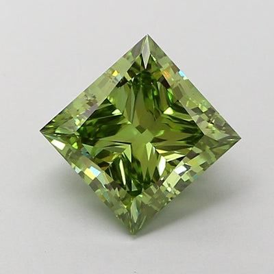 2.00 carat fancy vivid green princess lab grown diamond VS1 clarity