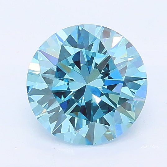 0.90 carat fancy vivid blue round lab grown diamond VVS2 clarity