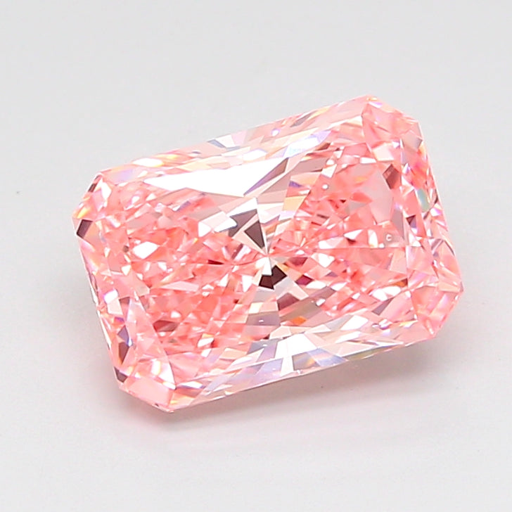 5.01 carat fancy vivid pink radiant lab grown diamond VS1 clarity