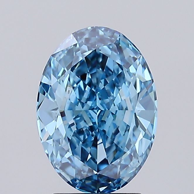 2.27 carat fancy vivid blue oval lab grown diamond VS2 clarity