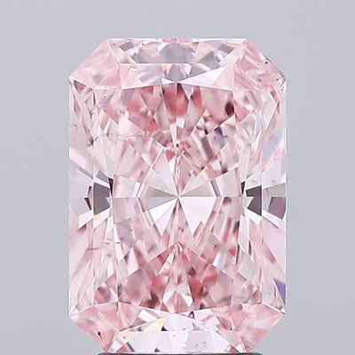 3.15 carat fancy vivid pink radiant lab grown diamond VS2 clarity