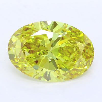 7.06 carat fancy vivid yellow oval lab grown diamond VVS2 clarity
