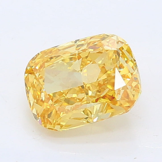 1.02 carat fancy intense yellow cushion lab grown diamond VS1 clarity