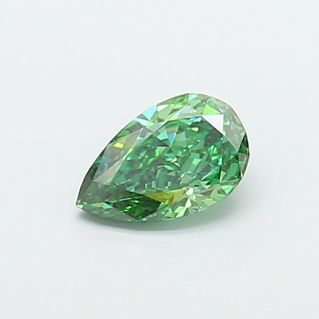 0.95 carat fancy vivid green pear lab grown diamond VVS2 clarity