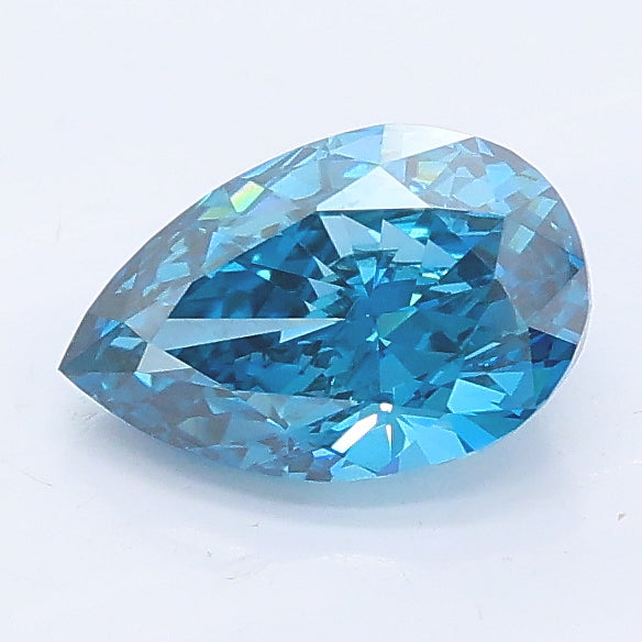 1.03 carat fancy vivid blue pear lab grown diamond VS1 clarity