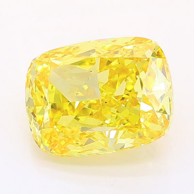 2.32 carat fancy vivid yellow cushion lab grown diamond SI1 clarity