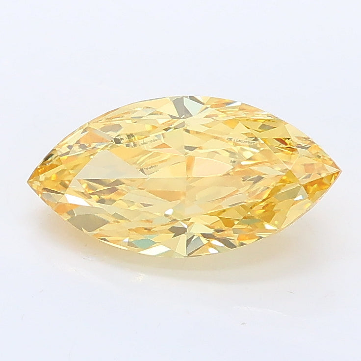 1.53 carat fancy intense yellow marquise lab grown diamond VS1 clarity