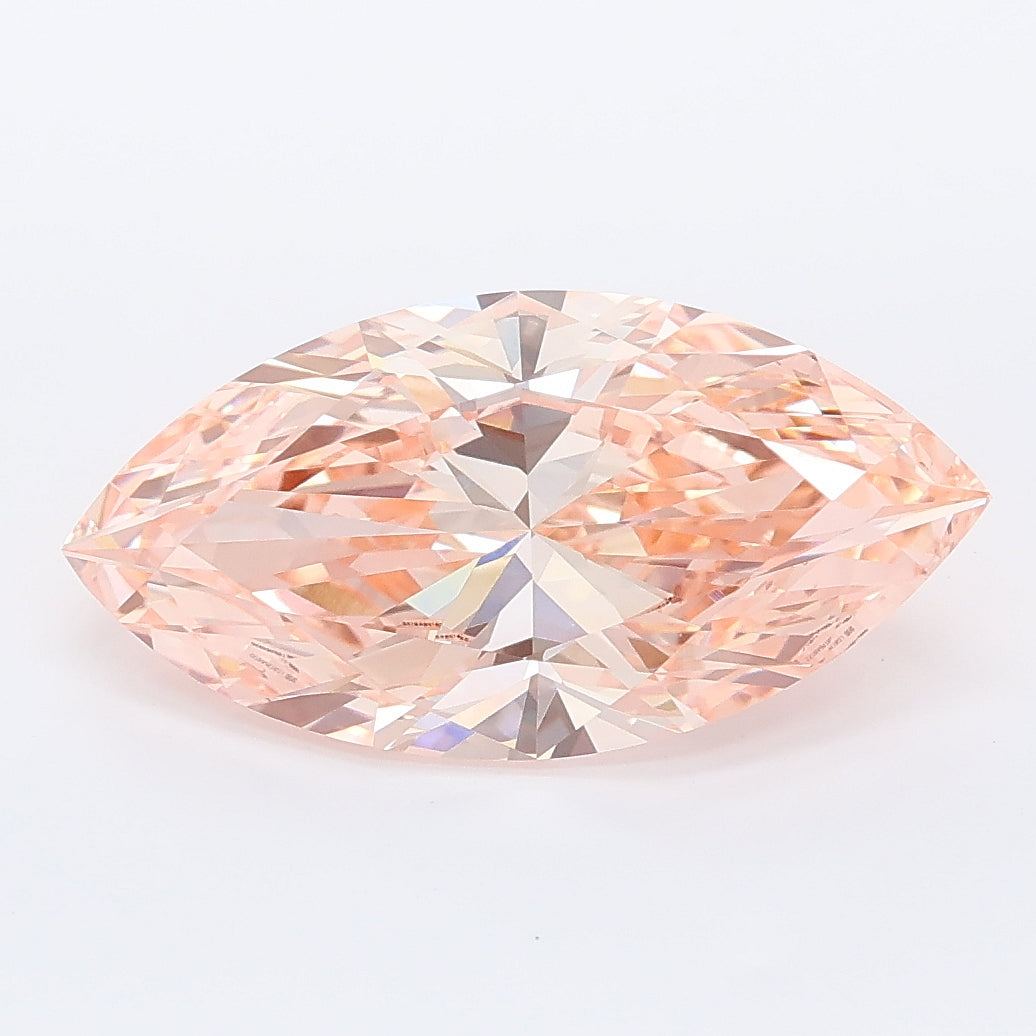 3.07 carat fancy vivid pink marquise lab grown diamond VVS2 clarity