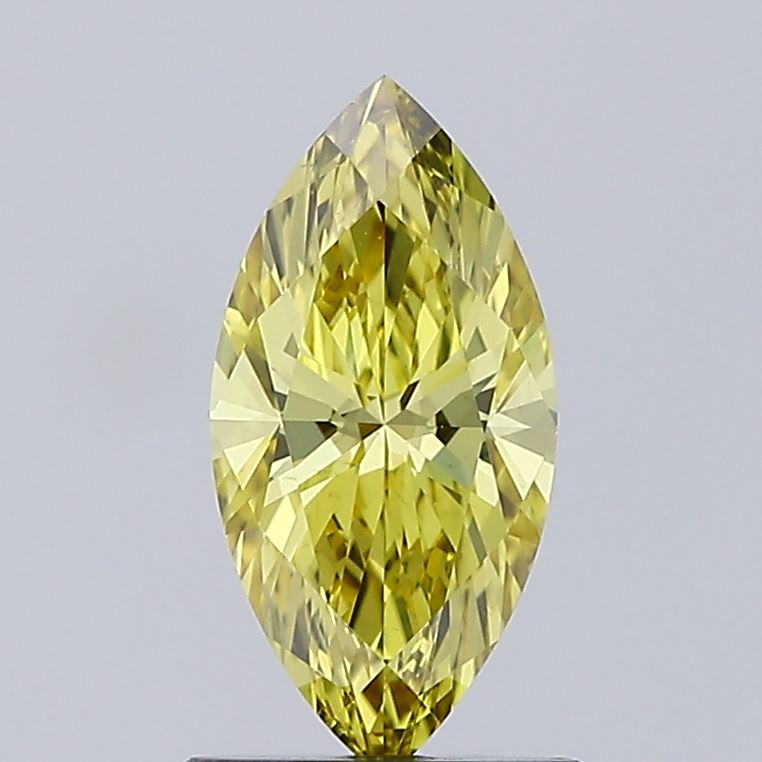 0.93 carat fancy intense yellow marquise lab grown diamond VS1 clarity