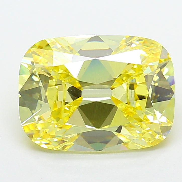 6.07 carat fancy intense yellow old mine cushion lab grown diamond VS1 clarity