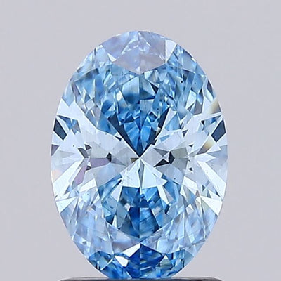 1.20 carat fancy vivid blue oval lab grown diamond VS2 clarity