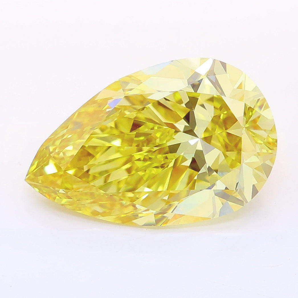5.03 carat fancy intense yellow pear lab grown diamond VVS2 clarity