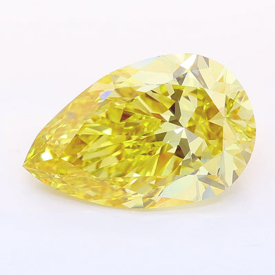 5.03 carat fancy intense yellow pear lab grown diamond VVS2 clarity