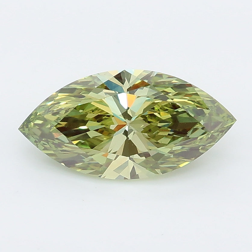 1.55 carat fancy vivid green marquise lab grown diamond VVS2 clarity